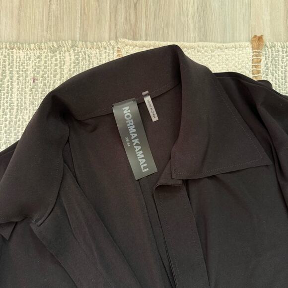 Norma Kamali Black Tie Front Long Sleeves Lightweight Mini Dress Women’s Size XS - Picture 12 of 16